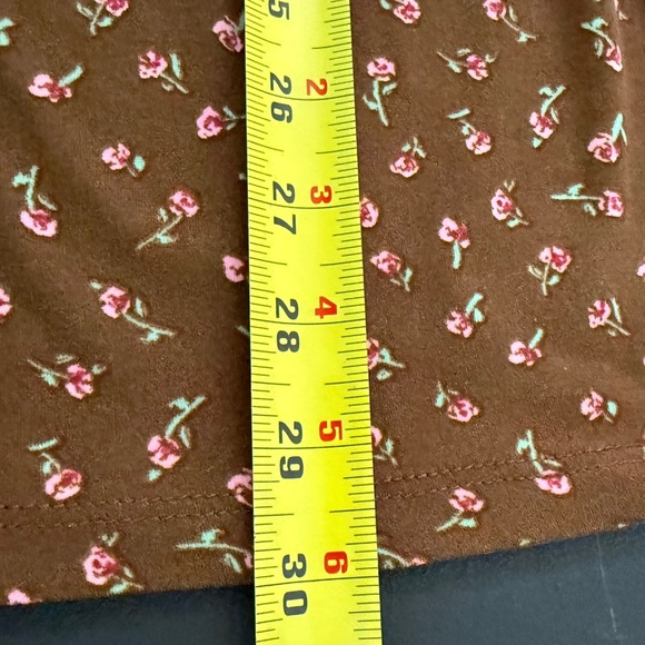 No Boundaries Mini Dress XXL Brown Pink Floral Rosette Cottage Fairy Babydoll - Picture 11 of 12